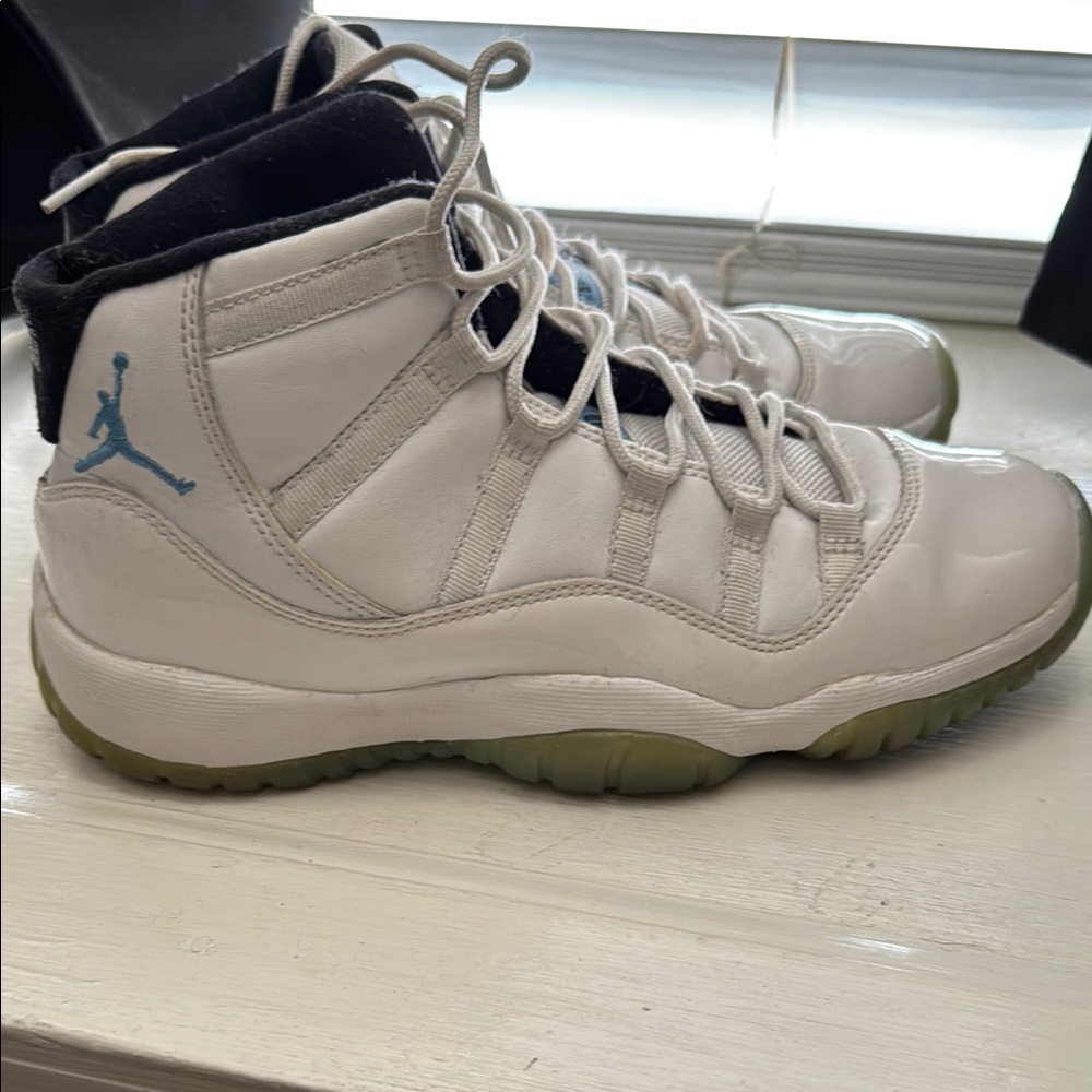 White and Blue High-Top Sneakers